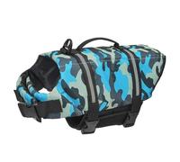 FANSU 2025 Dog Life Jacket Adjustable, Safety Floatation Vest Coat Pet Life Preserver with Handle for Swimming, Surfing, Boating for Small Dog Puppy Large Dog (XXS,Blue Camouflage)