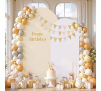 FANSU 2Pcs Arch Backdrop Cover, Spandex Wedding Arch Cover Backdrop for Ceremony Graduation Bridal Baby Shower Anniversary Background, Double-Sided (Beige White,6FT+4FT)