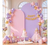 FANSU 2Pcs Arch Backdrop Cover, Spandex Wedding Arch Cover Backdrop for Ceremony Graduation Bridal Baby Shower Anniversary Background, Double-Sided (Pink& Purple,6FT+4FT)