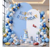 FANSU 2Pcs Arch Backdrop Cover, Spandex Wedding Arch Cover Backdrop for Ceremony Graduation Bridal Baby Shower Anniversary Background, Double-Sided (Blue White,6FT+4FT)