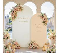 FANSU 2Pcs Arch Backdrop Cover, Spandex Wedding Arch Cover Backdrop for Ceremony Graduation Bridal Baby Shower Anniversary Background, Double-Sided (Champagne Ivory,6.6FT+5FT)