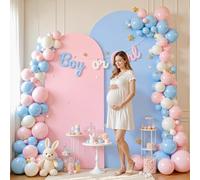 FANSU 2Pcs Arch Backdrop Cover, Spandex Wedding Arch Cover Backdrop for Ceremony Graduation Bridal Baby Shower Anniversary Background, Double-Sided (Pink Blue,6.6FT+5FT)