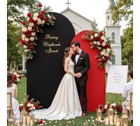 FANSU 2Pcs Arch Backdrop Cover, Spandex Wedding Arch Cover Backdrop for Ceremony Graduation Bridal Baby Shower Anniversary Background, Double-Sided (Red Black,6FT+4FT)