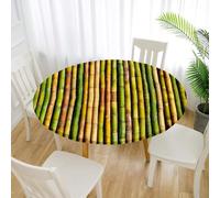 FANSU 3D Circle Round Tablecloth Elastic Edged Fitted Wipe Wipeable Clean Table Cover,for Kitchen Dining Room Tabletop,Indoor Outdoor Patio Party (Bamboo Forest,60cm)