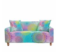 FANSU 3D Colorful Mandala Printed Sofa Cover Slipcover Stretch Furniture Cover Universal Settee Couch Cover Home Decor, Non Slip Removable Washable Pet Protector (Multicolored,2 seater(145-185cm))