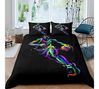 FANSU 3D Colourful Black Duvet Cover with Pillow Case, Easy Care Duvet Cover Set for Double Single Super King Size,Polyester Bedding Set With Duvet Cover for Kids Boys Girls (Basketball 1,230x260cm)