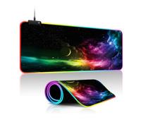 FANSU 3D Starry Sky Gaming Mouse Pad RGB Large Mouse Mat, Cool LED Light Up Desk Pad, Non-Slip Rubber Base, Soft Fabric Surface Computer Keyboard Mousepad for Game Lover (Colorful 1,300x600x4mm)