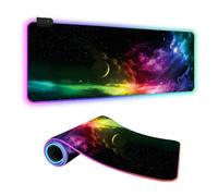 FANSU 3D Universe Mouse Pad RGB Extra Large Gaming Mouse Mat LED Light Up Desk Pad with Non-Slip Rubber Base Surface Computer Keyboard Mousepad (Colorful,700x300x4mm)