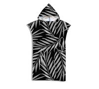 FANSU Adult Hooded Beach Towel Surf Changing Towel Robe Poncho Blanket for Man & Woman Beach Surfing Swimming Bathing Microfibre Changing Wetsuit (black leaves,75x110cm)