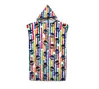 FANSU Adult Hooded Beach Towel Towelling Surf Changing Towel Robe Poncho Blanket for Man & Woman Beach Surfing Swimming Bathing Microfibre Changing Wetsuit (skull 3,75x110cm)