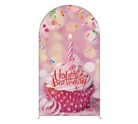 FANSU Arch Backdrop Cover, Double-Sided Birthday Party Spandex Arch Cover Backdrop for Wedding Ceremony Graduation Bridal Baby Shower Anniversary Background (Pink,6FT / 80x180cm)