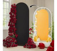 FANSU Arch Backdrop Cover, Double-sided Wedding Spandex Backdrop Arch Covers, Arch Cover for Birthday Party Graduation Bridal Baby Shower Anniversary Ceremony Background (7.2ft x 3.9ft,Black yellow)