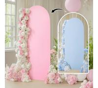 FANSU Arch Backdrop Cover, Double-sided Wedding Spandex Backdrop Arch Covers, Arch Cover for Birthday Party Graduation Bridal Baby Shower Anniversary Ceremony Background (6ft x 2.6ft,Blue Pink)