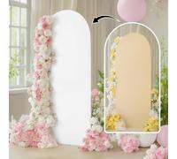 FANSU Arch Backdrop Cover, Double-sided Wedding Spandex Backdrop Arch Covers, Arch Cover for Birthday Party Graduation Bridal Baby Shower Anniversary Ceremony Background (7.2ft x 3.9ft,White camel)
