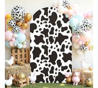 FANSU Arch Backdrop Cover, Modern Spandex Wedding Arch Cover Backdrop for Ceremony Graduation Bridal Baby Shower Anniversary Background, Cow Print (Farm Cow Print,65x150cm 5FT)
