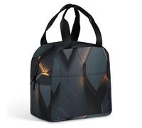 FANSU Artistic Geometry Lunch Bag, Insulated Lunch Bag, Wide Open Portable Cooler Lunchbox, Waterproof Totes,Handbag Men Women for Outdoor,Beach,Camping, BBQ,Travel,Picnic (Black Gold,One Size)