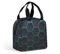FANSU Artistic Geometry Lunch Bag, Insulated Lunch Bag, Wide Open Portable Cooler Lunchbox, Waterproof Totes,Handbag Men Women for Outdoor,Beach,Camping, BBQ,Travel,Picnic (Blue,One Size)