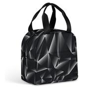 FANSU Artistic Geometry Lunch Bag, Insulated Lunch Bag, Wide Open Portable Cooler Lunchbox, Waterproof Totes,Handbag Men Women for Outdoor,Beach,Camping, BBQ,Travel,Picnic (Black 3,One Size)