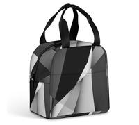 FANSU Artistic Geometry Lunch Bag, Insulated Lunch Bag, Wide Open Portable Cooler Lunchbox, Waterproof Totes,Handbag Men Women for Outdoor,Beach,Camping, BBQ,Travel,Picnic (Gray,One Size)