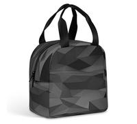 FANSU Artistic Geometry Lunch Bag, Insulated Lunch Bag, Wide Open Portable Cooler Lunchbox, Waterproof Totes,Handbag Men Women for Outdoor,Beach,Camping, BBQ,Travel,Picnic (Black,One Size)