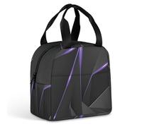 FANSU Artistic Geometry Lunch Bag, Insulated Lunch Bag, Wide Open Portable Cooler Lunchbox, Waterproof Totes,Handbag Men Women for Outdoor,Beach,Camping, BBQ,Travel,Picnic (Purple,One Size)