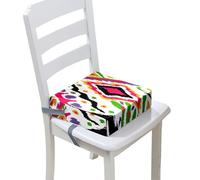 FANSU Baby Toddler Booster Seat Cushion Square, Bohemia Print Kid Dismountable Heightening Dining Chairs Pad Washable Thick Highchair Booster Cushion Mat with Straps (15.7x15.7x3.9inch,Abstract)