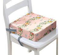 FANSU Baby Toddler Booster Seat Cushion Square, Butterfly Print Kid Dismountable Heightening Dining Chairs Pad Washable Highchair Booster Cushion Mat with Straps (Orange,15.7x15.7x3.9inch)