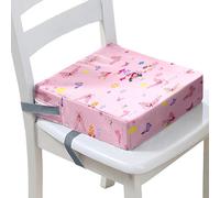FANSU Baby Toddler Booster Seat Cushion Square, Butterfly Print Kid Dismountable Heightening Dining Chairs Pad Washable Highchair Booster Cushion Mat with Straps (Pink,15.7x15.7x3.9inch)