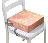 FANSU Baby Toddler Booster Seat Cushion Square, Butterfly Print Kid Dismountable Heightening Dining Chairs Pad Washable Highchair Booster Cushion Mat with Straps (Red,15.7x15.7x3.9inch)