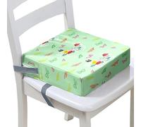 FANSU Baby Toddler Booster Seat Cushion Square, Butterfly Print Kid Dismountable Heightening Dining Chairs Pad Washable Highchair Booster Cushion Mat with Straps (Green,15.7x15.7x3.9inch)