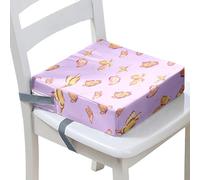 FANSU Baby Toddler Booster Seat Cushion Square, Butterfly Print Kid Dismountable Heightening Dining Chairs Pad Washable Highchair Booster Cushion Mat with Straps (Purple,12.6x12.6x3.1inch)