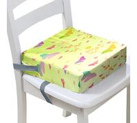 FANSU Baby Toddler Booster Seat Cushion Square, Butterfly Print Kid Dismountable Heightening Dining Chairs Pad Washable Highchair Booster Cushion Mat with Straps (Dandelion,12.6x12.6x3.1inch)
