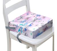 FANSU Baby Toddler Booster Seat Cushion Square, Butterfly Print Kid Dismountable Heightening Dining Chairs Pad Washable Highchair Booster Cushion Mat with Straps (Butterfly,12.6x12.6x3.1inch)
