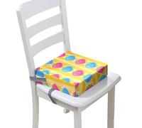 FANSU Baby Toddler Booster Seat Cushion Square, Cartoon Strawberry Print Kid Dismountable Heightening Dining Chairs Pad Washable Thick Highchair Booster Cushion Mat (12.6x12.6x3.1inch,Yellow)