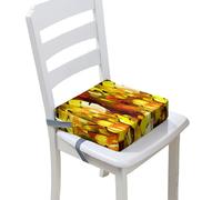FANSU Baby Toddler Booster Seat Cushion Square, Colorful Graffiti Print Kid Dismountable Heightening Dining Chairs Pad Washable Thick Highchair Booster Cushion Mat (15.7x15.7x3.9inch,Yellow)