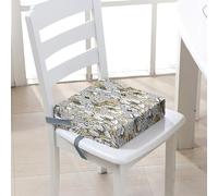 FANSU Baby Toddler Booster Seat Cushion Square, Flowers Print Kid Dismountable Heightening Dining Chairs Pad Washable Thick Highchair Booster Cushion Mat with Straps (12.6x12.6x3.1inch,Stripe)