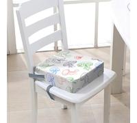 FANSU Baby Toddler Booster Seat Cushion Square, Jellyfish Print Kid Dismountable Heightening Dining Chairs Pad Washable Highchair Booster Cushion Mat with Straps (15.7x15.7x3.9inch,White)