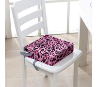 FANSU Baby Toddler Booster Seat Cushion Square, Leopard Print Print Kid Dismountable Heightening Dining Chairs Pad Washable Thick Highchair Booster Cushion Mat (15.7x15.7x3.9inch,Rose Red)