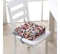 FANSU Baby Toddler Booster Seat Cushion Square, Leopard Print Print Kid Dismountable Heightening Dining Chairs Pad Washable Thick Highchair Booster Cushion Mat (15.7x15.7x3.9inch,Pink 2)