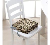 FANSU Baby Toddler Booster Seat Cushion Square, Leopard Print Print Kid Dismountable Heightening Dining Chairs Pad Washable Thick Highchair Booster Cushion Mat (15.7x15.7x3.9inch,Khaki)