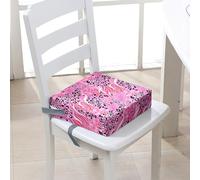 FANSU Baby Toddler Booster Seat Cushion Square, Leopard Print Print Kid Dismountable Heightening Dining Chairs Pad Washable Thick Highchair Booster Cushion Mat (12.6x12.6x3.1inch,Pink)