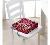 FANSU Baby Toddler Booster Seat Cushion Square, Leopard Print Print Kid Dismountable Heightening Dining Chairs Pad Washable Thick Highchair Booster Cushion Mat (15.7x15.7x3.9inch,Red)