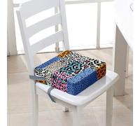 FANSU Baby Toddler Booster Seat Cushion Square, Leopard Print Print Kid Dismountable Heightening Dining Chairs Pad Washable Thick Highchair Booster Cushion Mat (15.7x15.7x3.9inch,Patchwork)