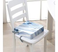 FANSU Baby Toddler Booster Seat Cushion Square, Marble Print Kid Dismountable Heightening Dining Chairs Pad Washable Thick Highchair Booster Cushion Mat with Straps (Blue,12.6x12.6x3.1inch)