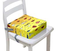FANSU Baby Toddler Booster Seat Cushion Square, Ocean Fish Print Kid Dismountable Heightening Dining Chairs Pad Washable Highchair Booster Cushion Mat with Straps (Yellow,12.6x12.6x3.1inch)