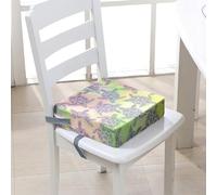 FANSU Baby Toddler Booster Seat Cushion Square, Sea Turtle Print Kid Dismountable Heightening Dining Chairs Pad Washable Highchair Booster Cushion Mat with Straps (12.6x12.6x3.1inch,Green)