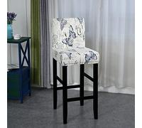 FANSU Bar Stool Chair Cover with Backrest, Fashion Elegant Stretch Barstool Chair Slipcovers, Dining Room Chair Covers, for Kitchen Breakfast Counter Short Back Pub Chairs (fashion butterfly,4 PCS)