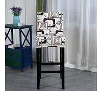 FANSU Bar Stool Chair Cover with Backrest, Simple style Stretch Barstool Chair Slipcovers, Dining Room Chair Covers, for Kitchen Breakfast Counter Short Back Pub Chairs (Greek key,2 PCS)