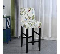 FANSU Bar Stool Chair Covers with Backrest, Bar Stool Covers Stretch Spandex Fabric Removable Washable Chair Slipcovers for Kitchen Dinning Chair Counter Short Back Chair (1 piece,Green Spring)