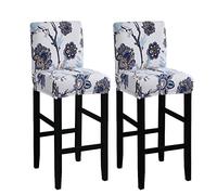 FANSU Bar Stool Chair Covers with Backrest, Bar Stool Covers Stretch Spandex Fabric Removable Washable Chair Slipcovers for Kitchen Dinning Chair Counter Short Back Chair (Set of 2,Purple Mandala)